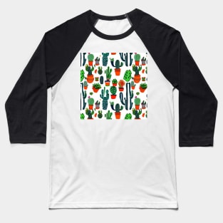 Cacti on White Baseball T-Shirt